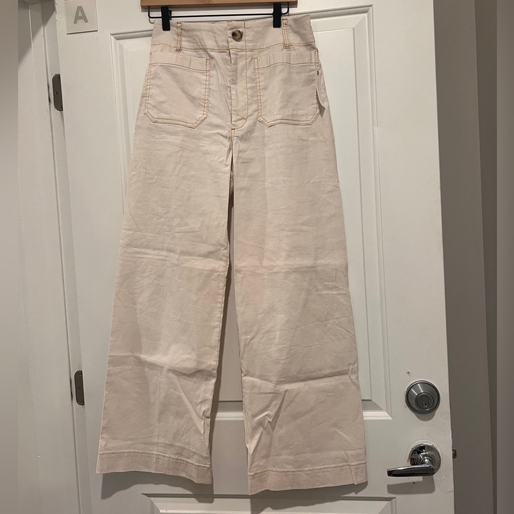 New With Tags Collette Cropped WIDE-LEG PANTS BY MAEVE: CONTRAST-STITCH EDITION